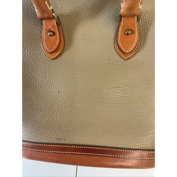 Dooney & Bourke Norfolk Satchel Crossbody Bag All Weather Leather Taupe Tan VTG - Picture 3 of 15